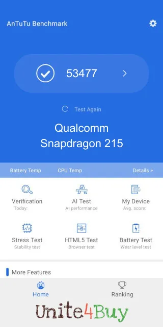 Qualcomm Snapdragon 215 Antutu Benchmark score