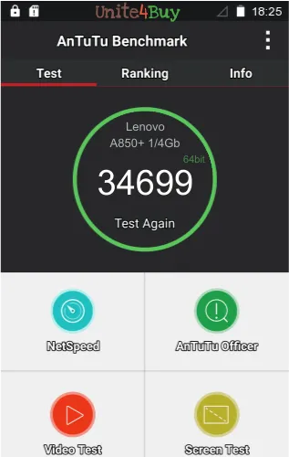 Lenovo A850+ 1/4Gb Antutu benchmark score