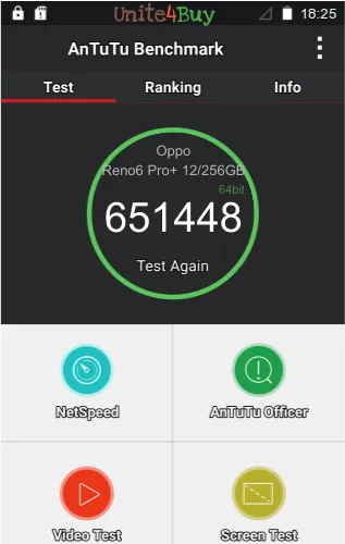 Oppo Reno6 Pro+ 12/256GB Antutu benchmark score