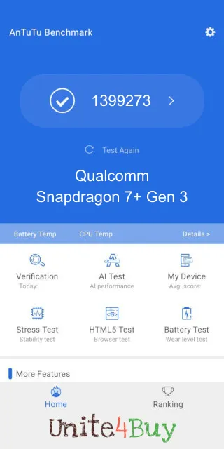 Qualcomm Snapdragon 7+ Gen 3 Antutu Benchmark score