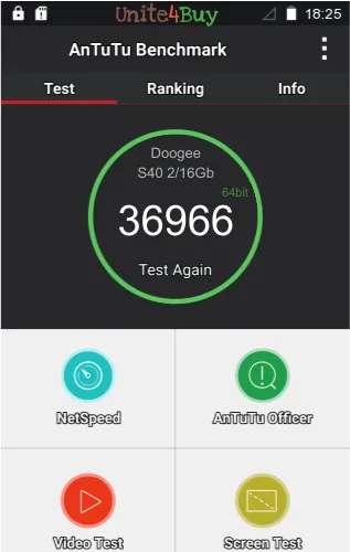 wyniki testów AnTuTu dla Doogee S40 2/16Gb