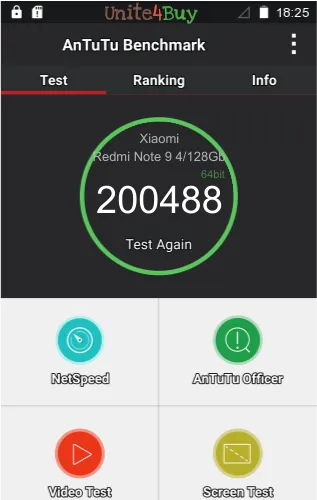 wyniki testów AnTuTu dla Xiaomi Redmi Note 9 4/128Gb