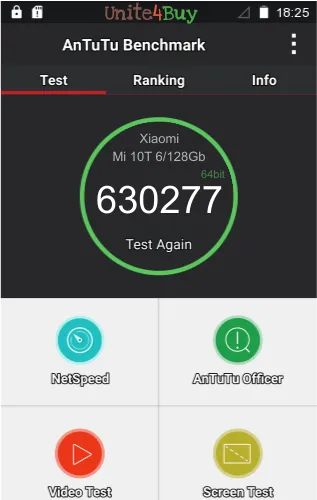 wyniki testów AnTuTu dla Xiaomi Mi 10T 6/128Gb