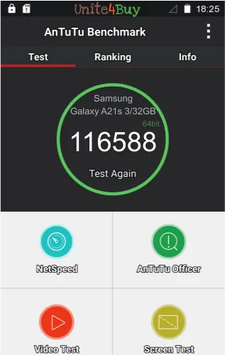 wyniki testów AnTuTu dla Samsung Galaxy A21s 3/32GB