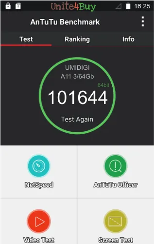 wyniki testów AnTuTu dla UMIDIGI A11 3/64Gb
