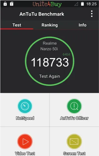 wyniki testów AnTuTu dla Realme Narzo 50i 2/32GB