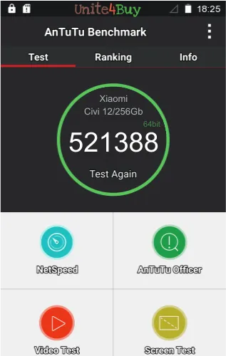 Xiaomi Civi 12/256Gb antutu benchmark punteggio (score)