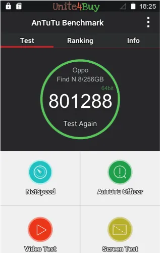 wyniki testów AnTuTu dla Oppo Find N 8/256GB