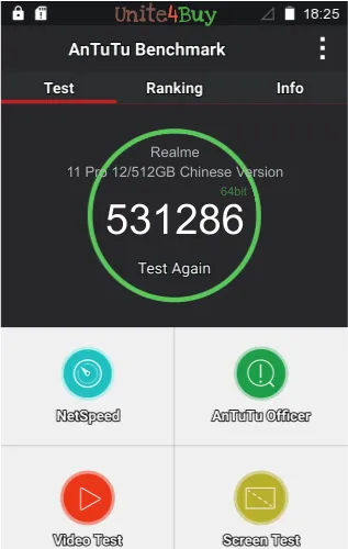wyniki testów AnTuTu dla Realme 11 Pro 12/512GB Chinese Version