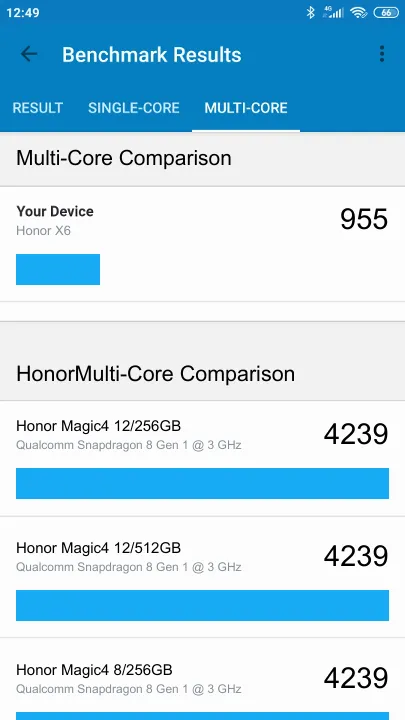 Wyniki testu Honor X6 Geekbench Benchmark