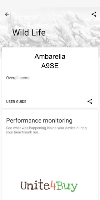 תוצאות ציון Ambarella A9SE 3DMark benchmark
