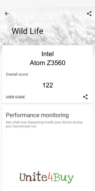 תוצאות ציון Intel Atom Z3560 3DMark benchmark