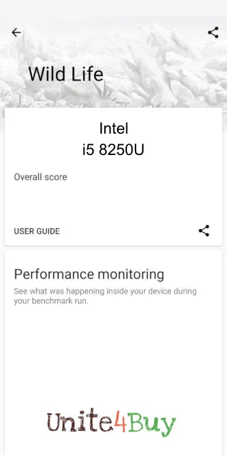 Intel i5 8250U 3DMark ベンチマークのスコア 