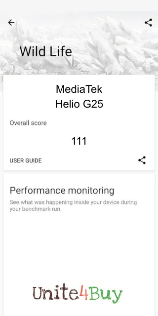 MediaTek Helio G25 3DMark benchmarkresultat-poäng