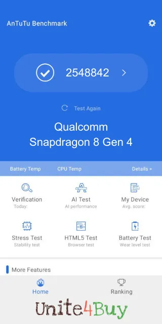 Qualcomm Snapdragon 8 Gen 4: Resultado de las puntuaciones de Antutu Benchmark