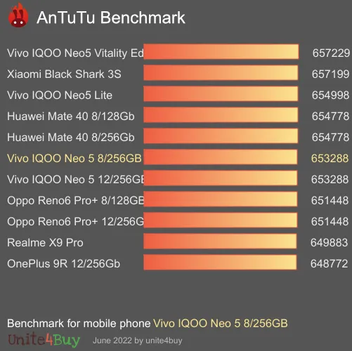 Vivo IQOO Neo 5 8/256GB Antutu benchmark score