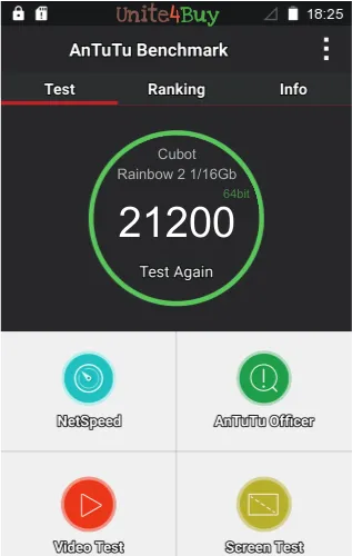 wyniki testów AnTuTu dla Cubot Rainbow 2 1/16Gb