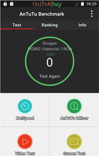 wyniki testów AnTuTu dla Doogee DG800 (Valencia) 1/8Gb