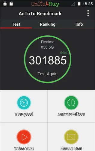 Realme X50 5G ציון אמת מידה של אנטוטו