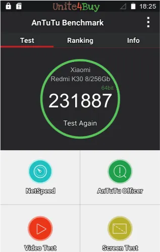 Xiaomi Redmi K30 8/256Gb Antutun vertailupisteet