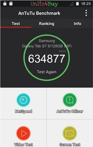 Pontuação do Samsung Galaxy Tab S7 6/128GB WiFi no Antutu Benchmark