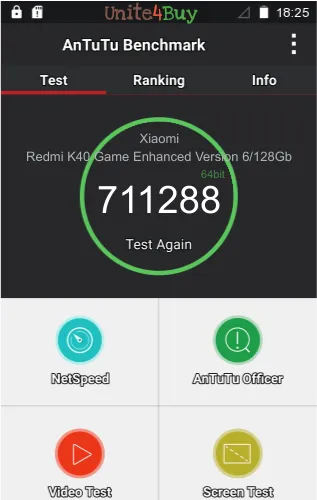 Pontuação do Xiaomi Redmi K40 Game Enhanced Version 6/128Gb no Antutu Benchmark
