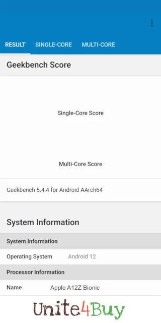 תוצאות ציון Apple A12Z Bionic Geekbench benchmark