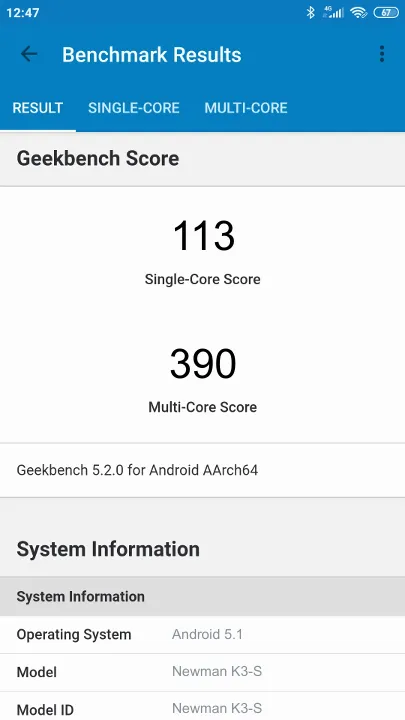 Newman K3-S Geekbench benchmark ranking