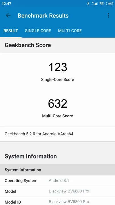 Blackview BV6800 Pro Geekbench-benchmark scorer