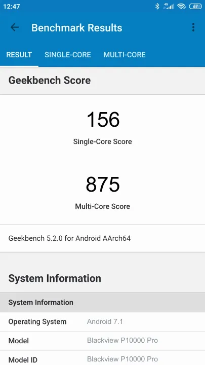 Blackview P10000 Pro Geekbench-benchmark scorer