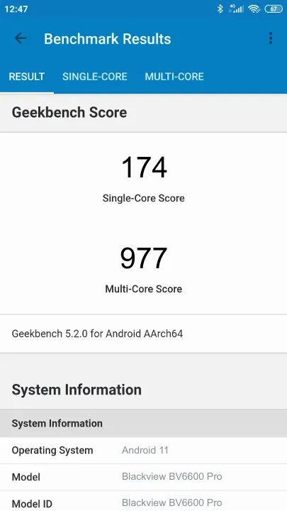 Blackview BV6600 Pro Geekbench-benchmark scorer