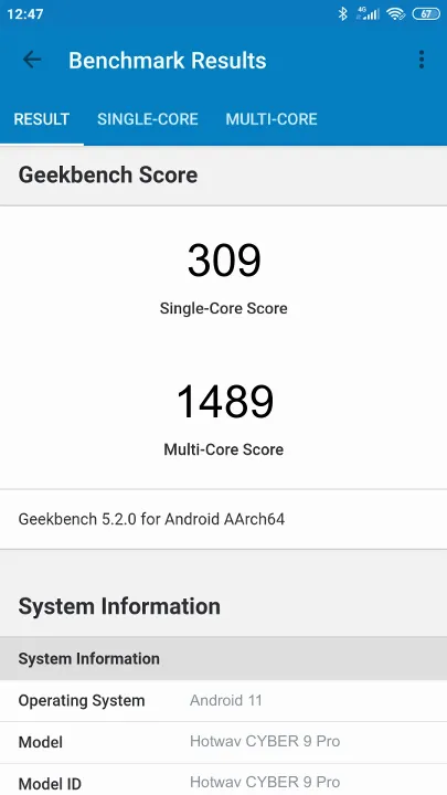 Hotwav CYBER 9 Pro Geekbench Benchmark ranking: Resultaten benchmarkscore