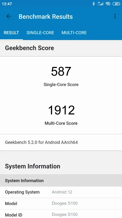 Doogee S100 Geekbench Benchmark ranking: Resultaten benchmarkscore
