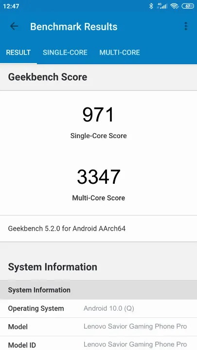 Lenovo Savior Gaming Phone Pro Geekbench benchmark: classement et résultats scores de tests
