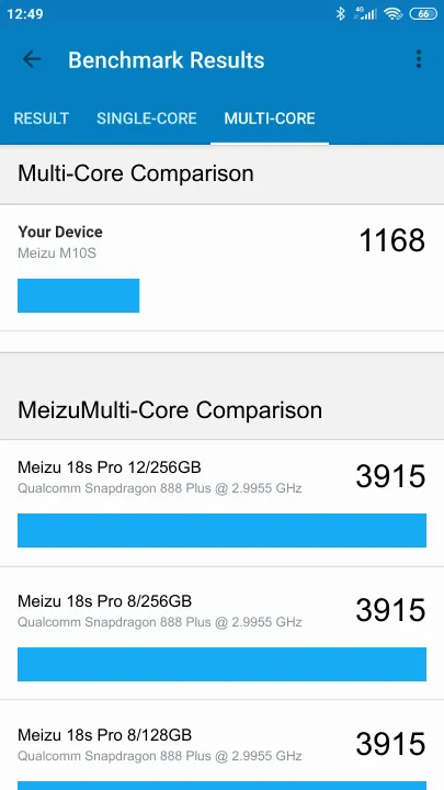 Meizu M10S Geekbench benchmark score results
