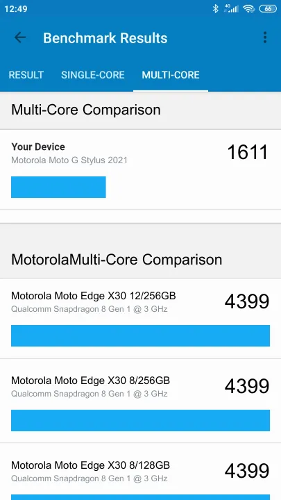 نتائج اختبار Motorola Moto G Stylus 2021 Geekbench المعيارية