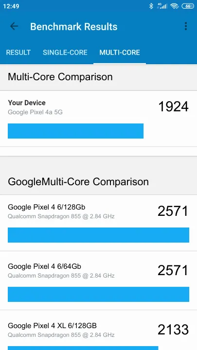 Google Pixel 4a 5G Geekbench benchmark score results