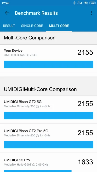 UMIDIGI Bison GT2 5G Geekbench benchmarkresultat-poäng