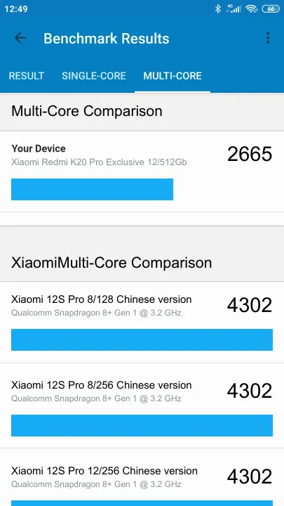 Xiaomi Redmi K20 Pro Exclusive 12/512Gb תוצאות ציון מידוד Geekbench