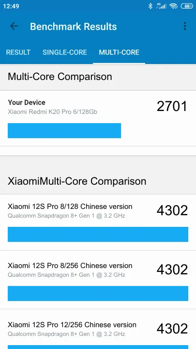 Xiaomi Redmi K20 Pro 6/128Gb תוצאות ציון מידוד Geekbench