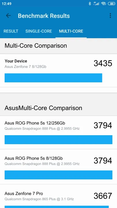 Asus Zenfone 7 8/128Gb תוצאות ציון מידוד Geekbench