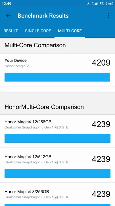 Honor Magic V תוצאות ציון מידוד Geekbench