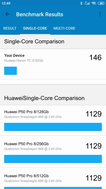 Huawei Honor 7C 3/32Gb的Geekbench Benchmark测试得分