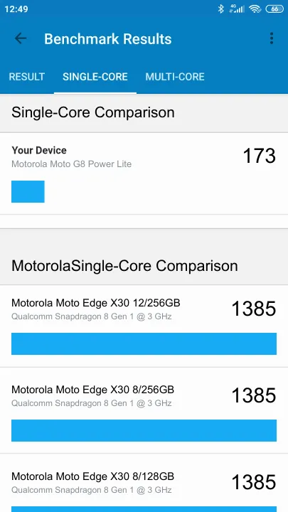 Motorola Moto G8 Power Lite Geekbench benchmarkresultat-poäng