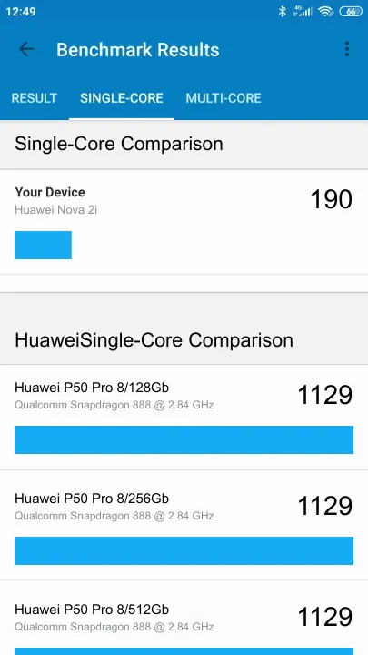 Huawei Nova 2i Geekbench benchmark score results