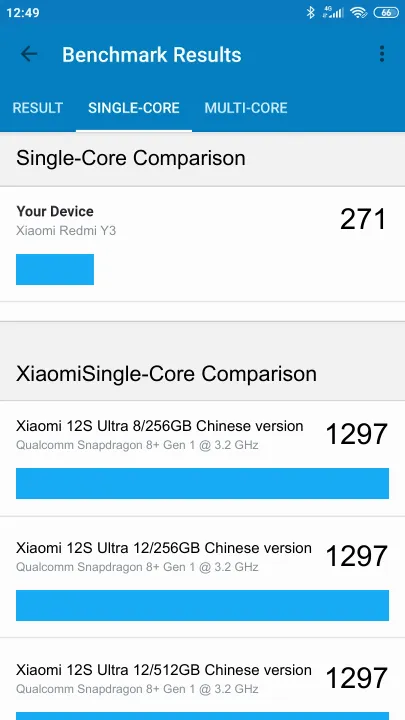 Xiaomi Redmi Y3 Geekbench benchmark score results