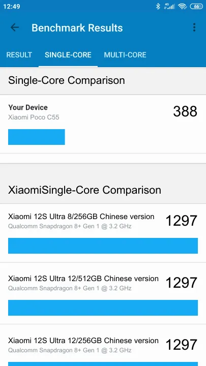 Xiaomi Poco C55 Geekbench benchmark score results