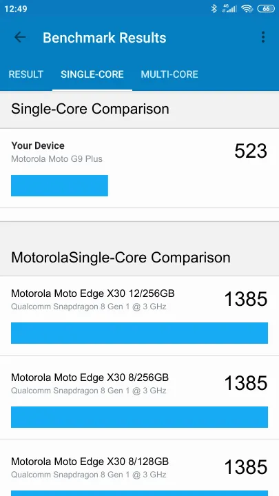 Motorola Moto G9 Plus Geekbench benchmark score results