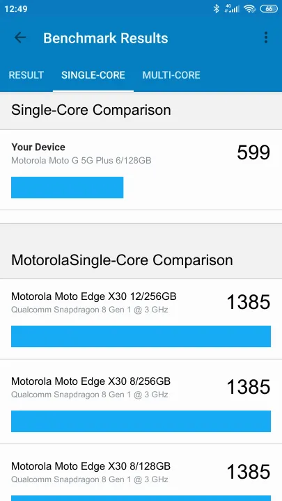 نتائج اختبار Motorola Moto G 5G Plus 6/128GB Geekbench المعيارية