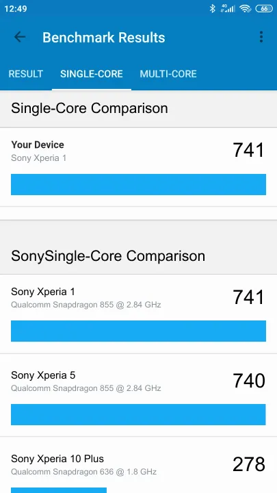 Βαθμολογία Sony Xperia 1 Geekbench Benchmark